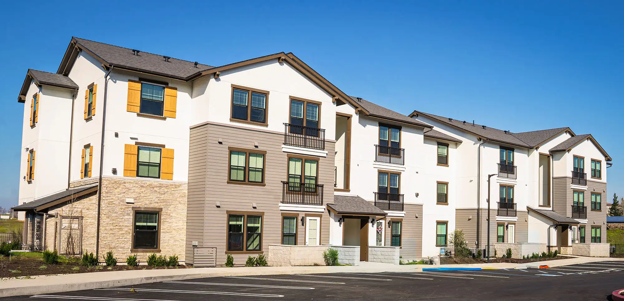 Modern multi-story apartment complex